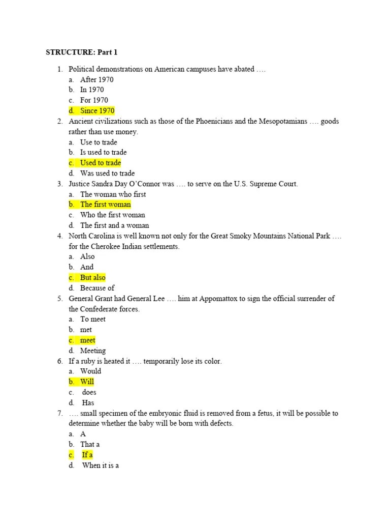 Latihan TOEFL Structure (2) | PDF