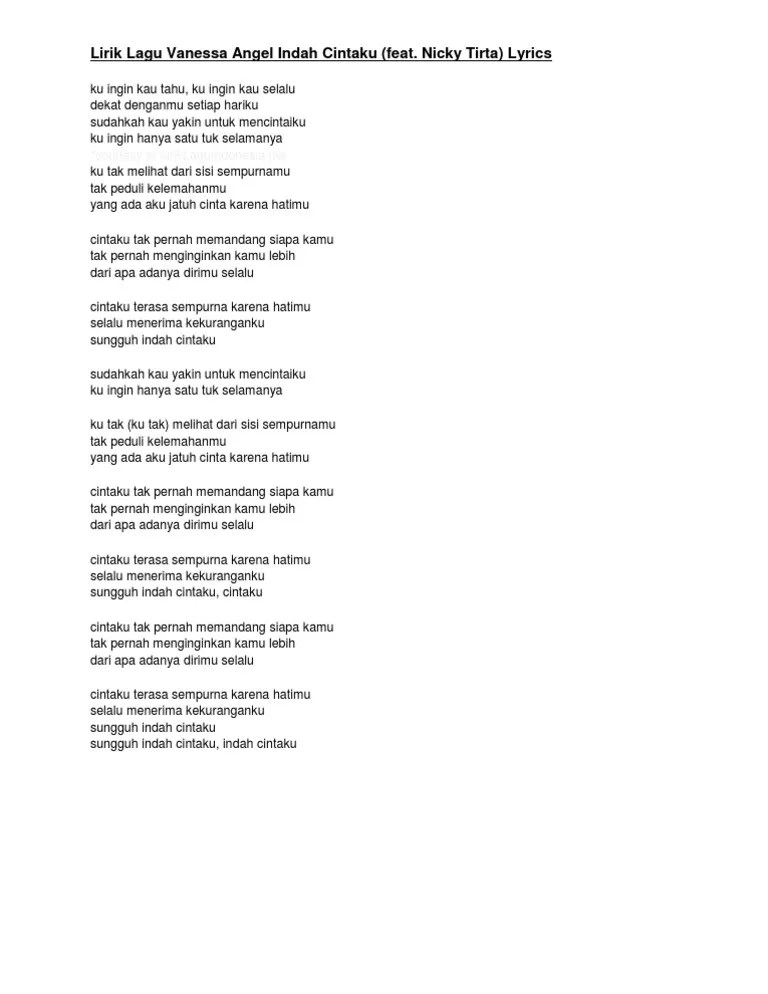 Layanan mobile dari situs entertainment terbesar indonesia, kapanlagi.com. Lirik Lagu Vanessa Angel Indah Cintaku