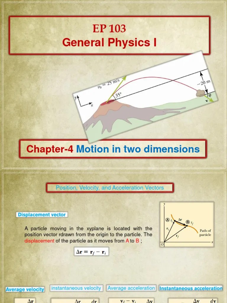 Ch4- Motion In 2D | PDF | Acceleration | Velocity