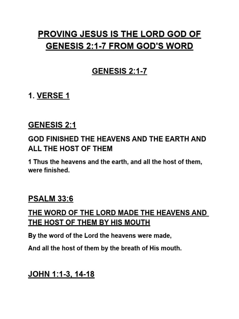 Proving Jesus Is The Lord God Of Genesis 2:1-7 | PDF | Logos (Christianity) | Shabbat