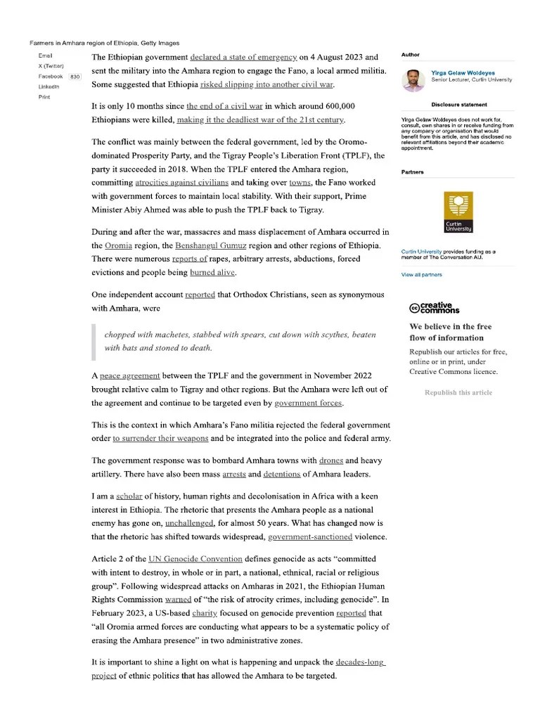 Ethiopias Amhara People Are Being Portrayed As The Enemy The Dangerous History Of Ethnic ...