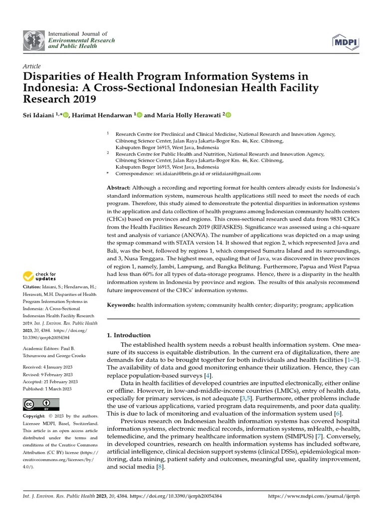 Disparities Of Health Program Information Systems In Indonesia - A Cross-Sectional Indonesian ...