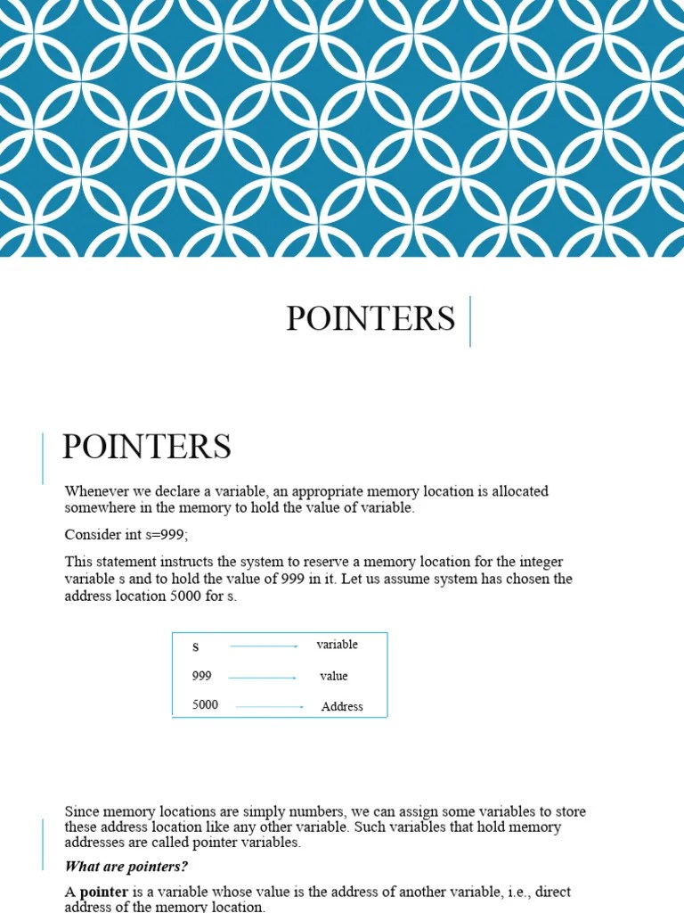 Pointers | PDF | Pointer (Computer Programming) | Variable (Computer ...