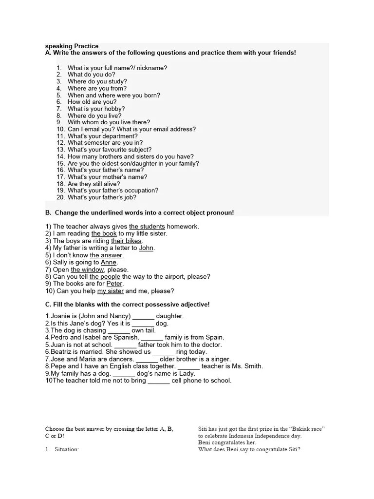 Soal Materi Pronoun | PDF