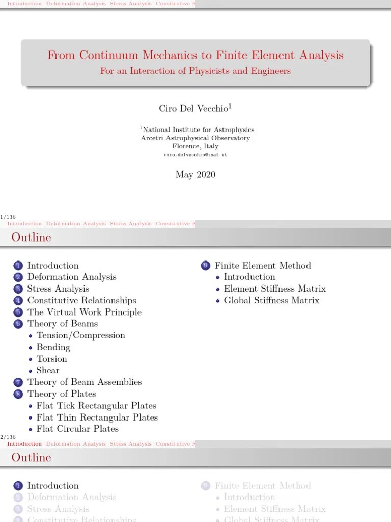 Continuous Mechanics Fea 2 | PDF | Beam (Structure) | Bending