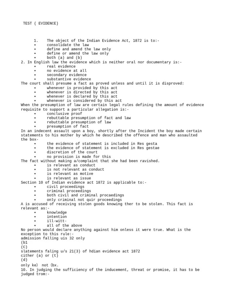 Evidence Act | PDF | Evidence (Law) | Legal Procedure