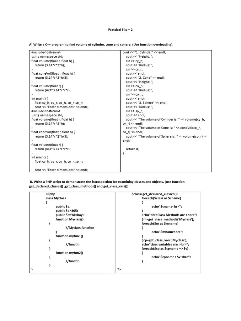 Practical Slip - 2 | Download Free PDF | Control Flow | Object ...