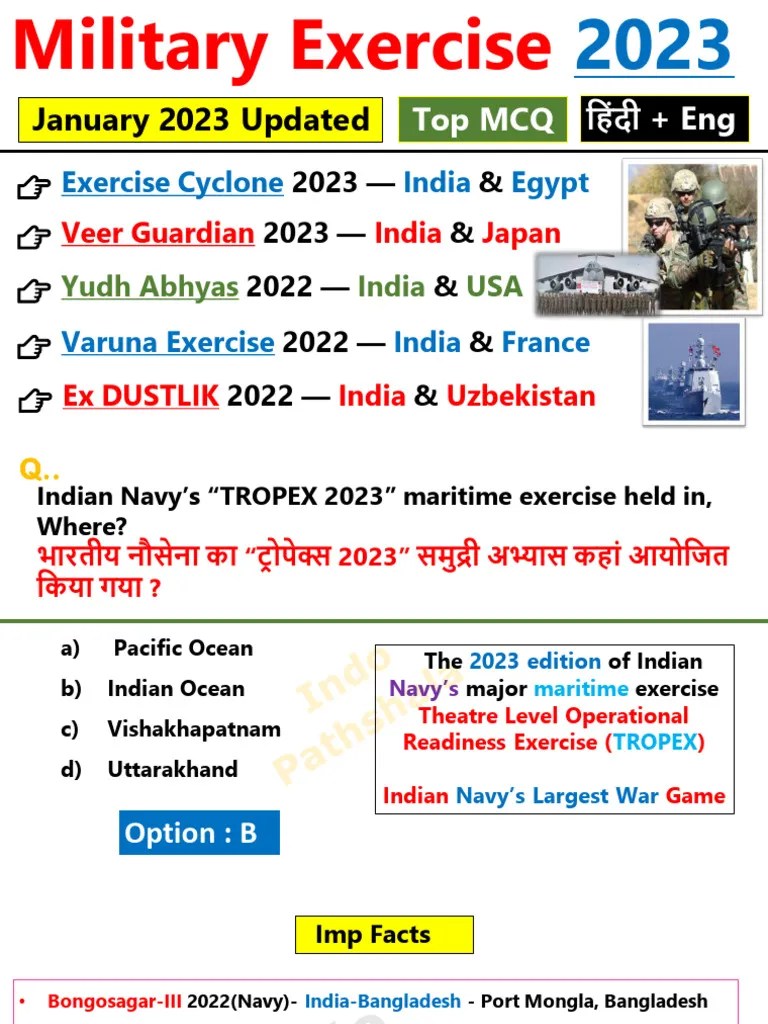 Military Exercises (Top MCQs)-Copy (1) | PDF | Military Science | Military
