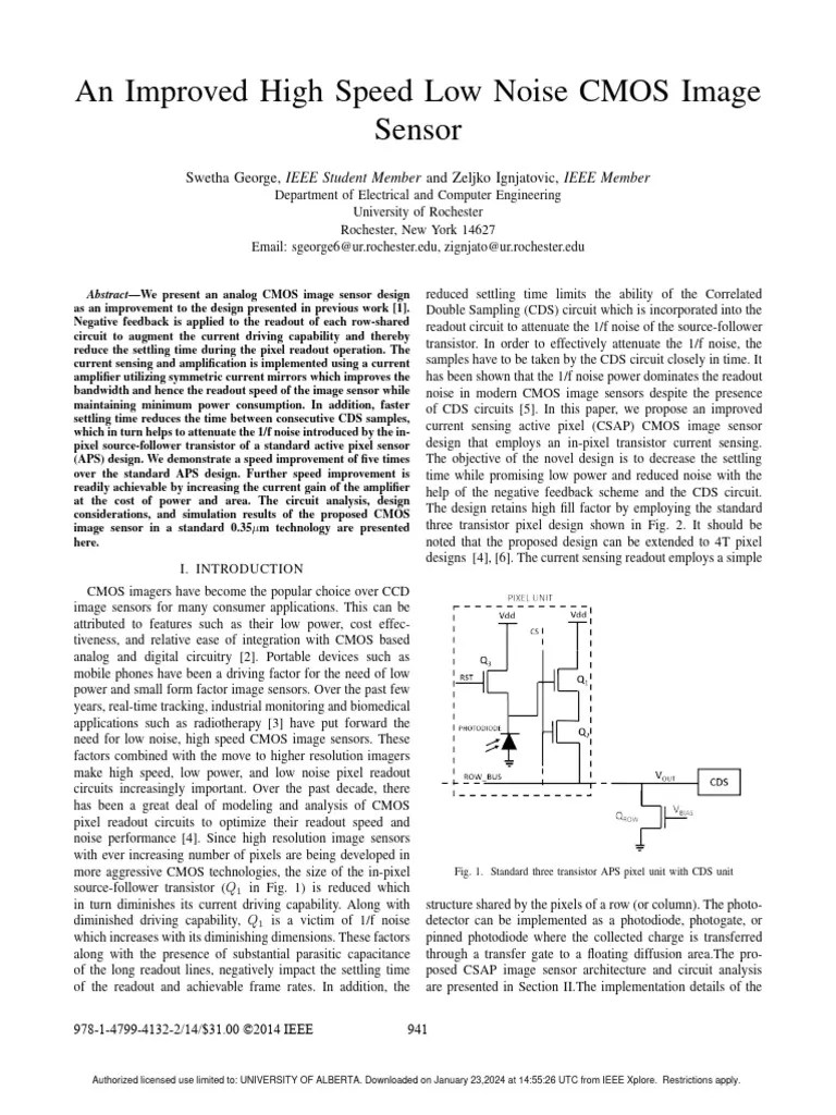 An Improved High Speed Low Noise CMOS Image Sensor | PDF | Amplifier | Cmos