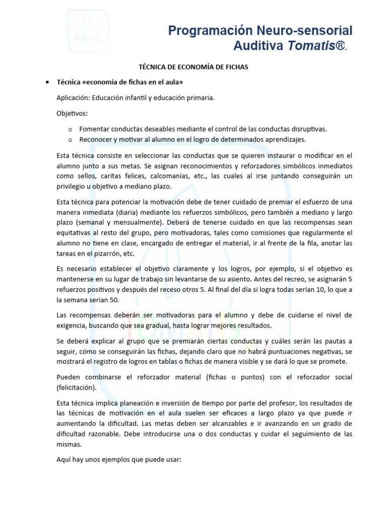 Técnica Economía De Fichas | Descargar Gratis PDF | Motivación ...