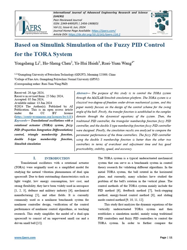 Based On Simulink Simulation Of The Fuzzy PID Control For The TORA ...