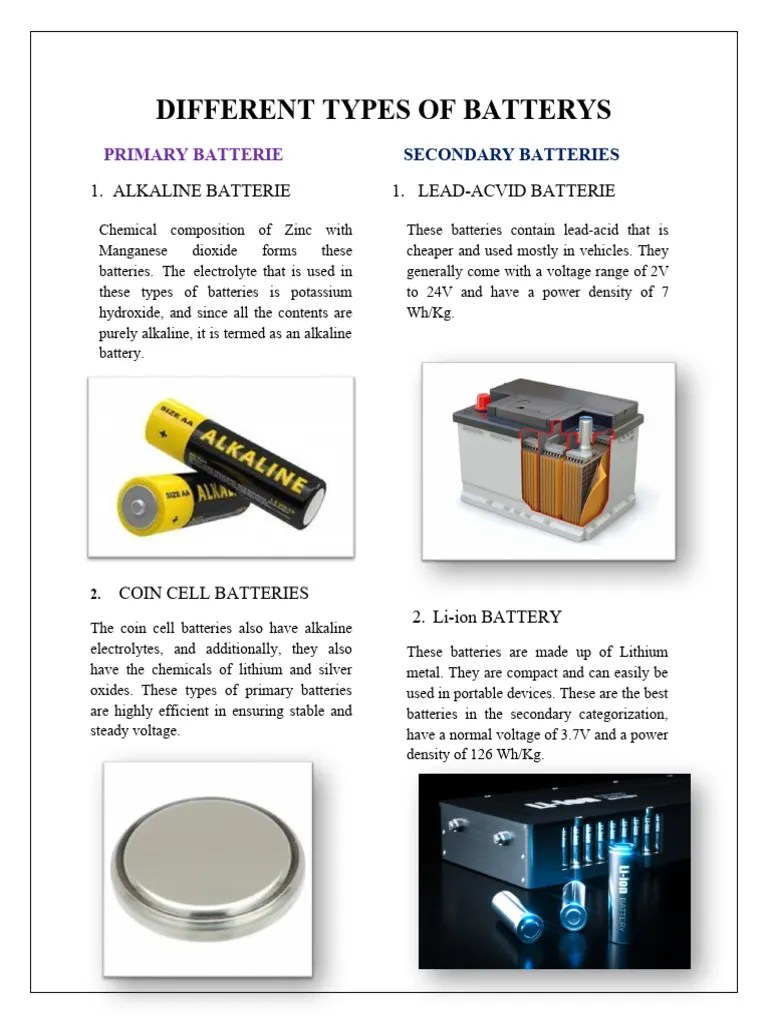 Different Types Of Batterys | PDF