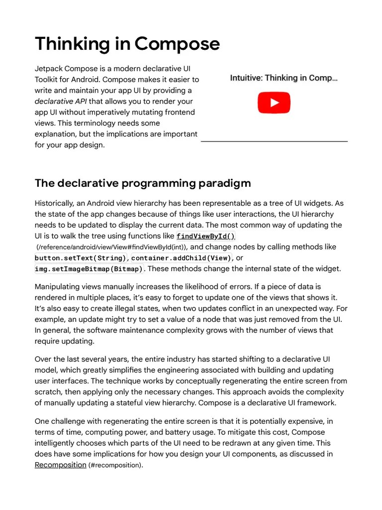 Thinking In Compose - Jetpack Compose - Android Developers | PDF | User ...