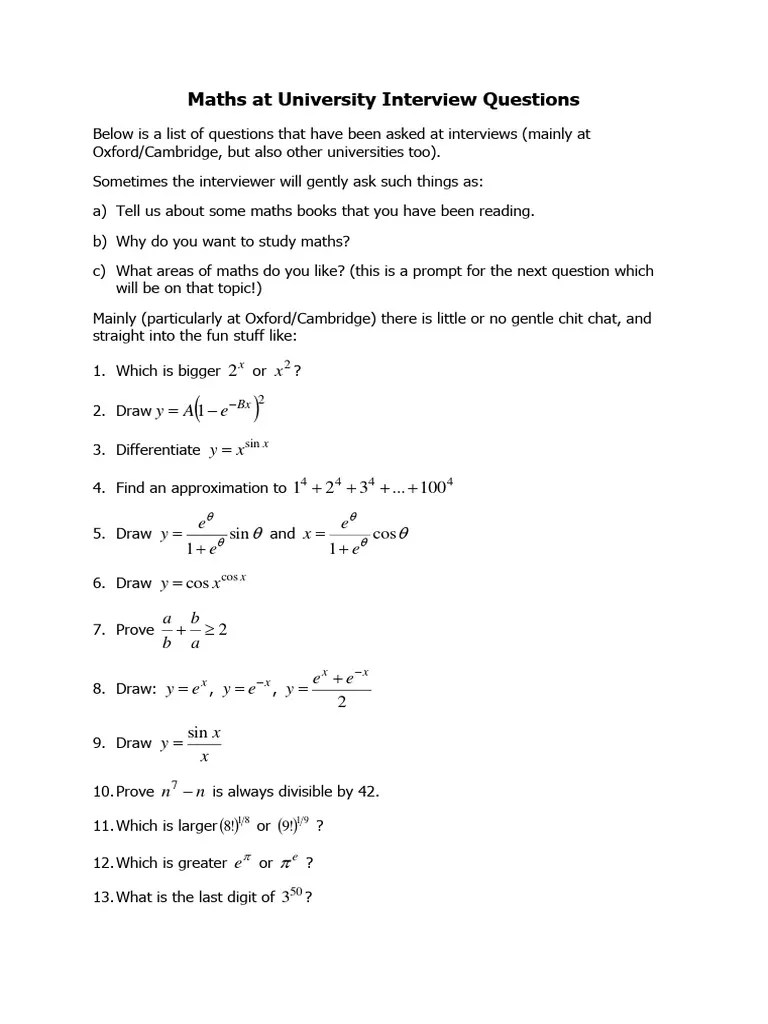 University Interview Questions | PDF | Numbers | Prime Number
