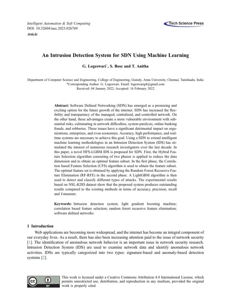 2022_An Intrusion Detection System For SDN Using Machine Learning ...