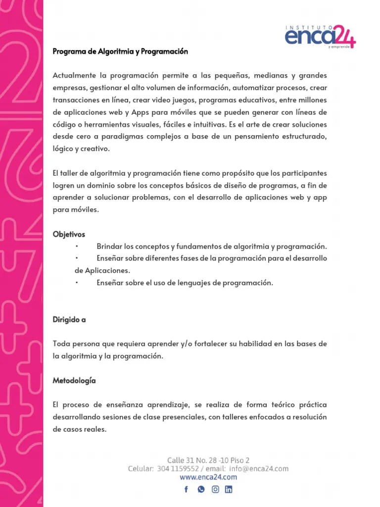 Contenido - Programa - Algoritmia Y Programación | PDF | Programación ...