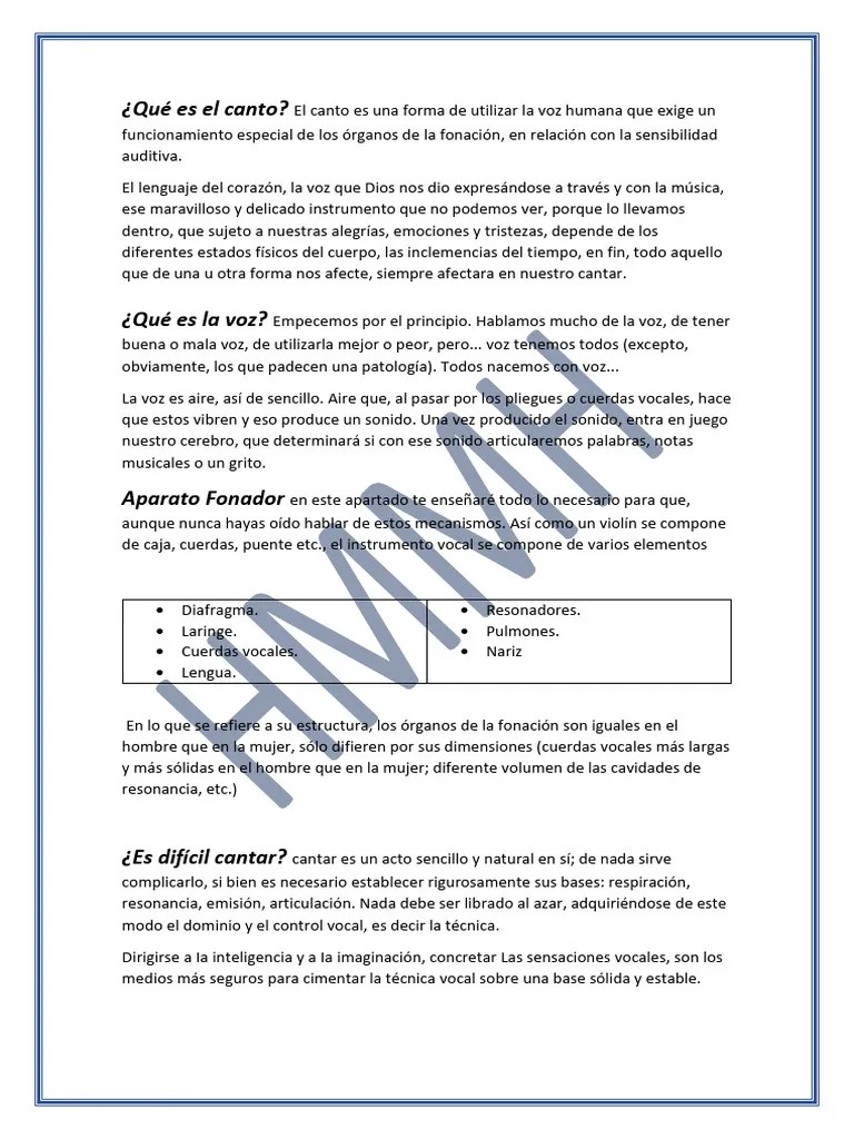 Clase De Canto 1 | PDF | Respiración | Canto