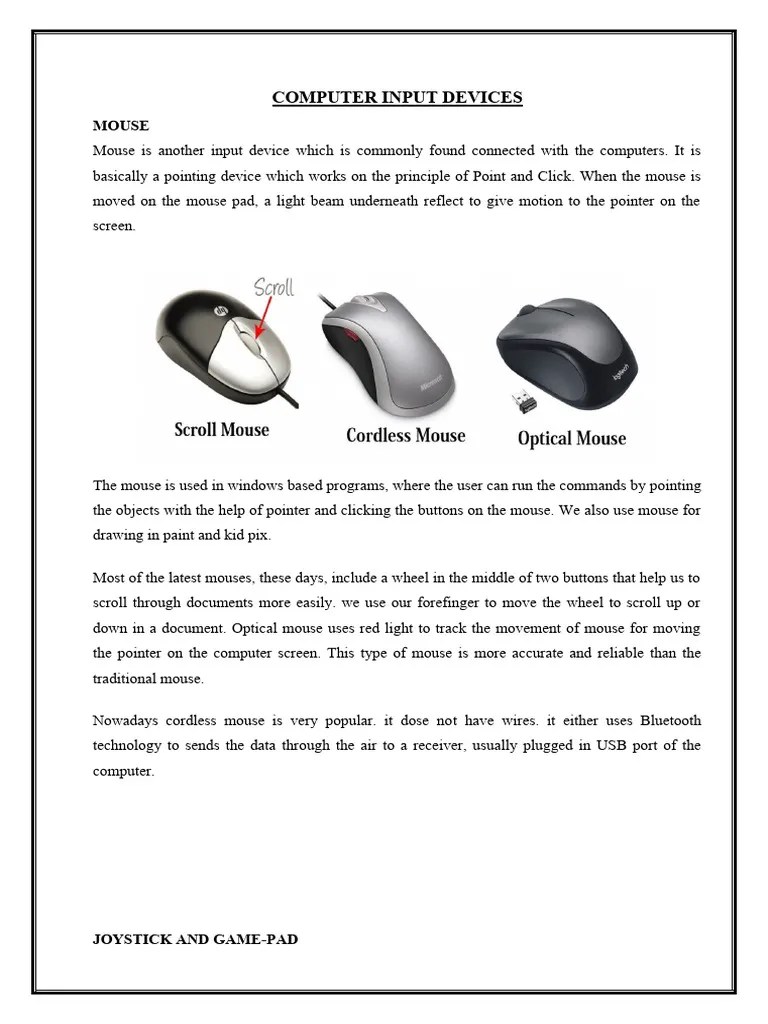 Computer Input Devices | Download Free PDF | Microphone | Image Scanner