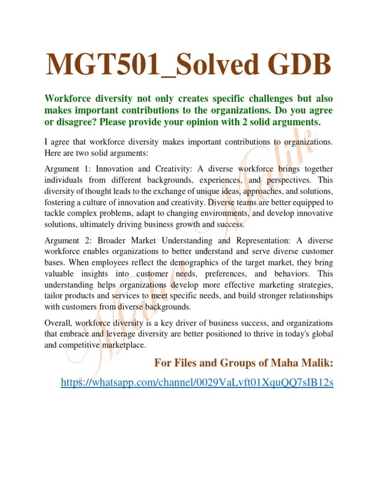 MGT501_Solved GDB_ By Maha Malik | PDF