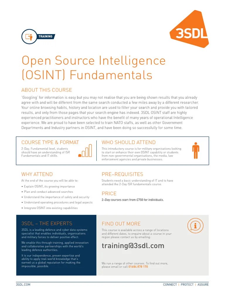 612-3SDL Open Source Intelligence (OSINT) Fundamentals | PDF | Human ...