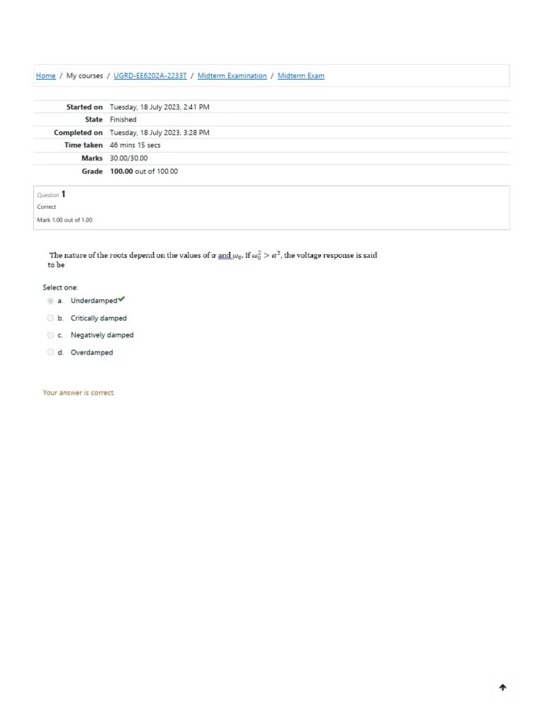 Fundamentals Of Electric Circuits 2 - Midterm Lec Exam | PDF | Damping ...
