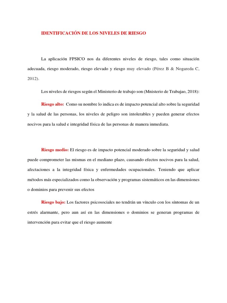 INTERPRETACION FPSICO 4.0 | PDF | Business | Riesgo