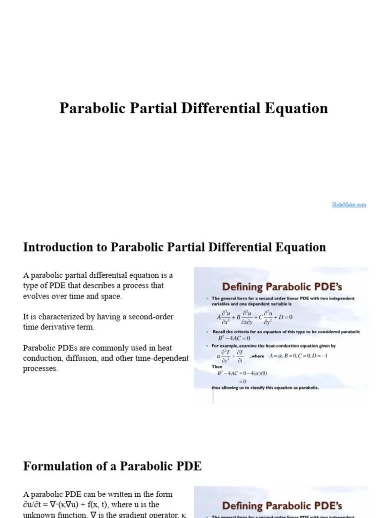 Parabolic Partial Differential Equation | PDF | Partial Differential ...