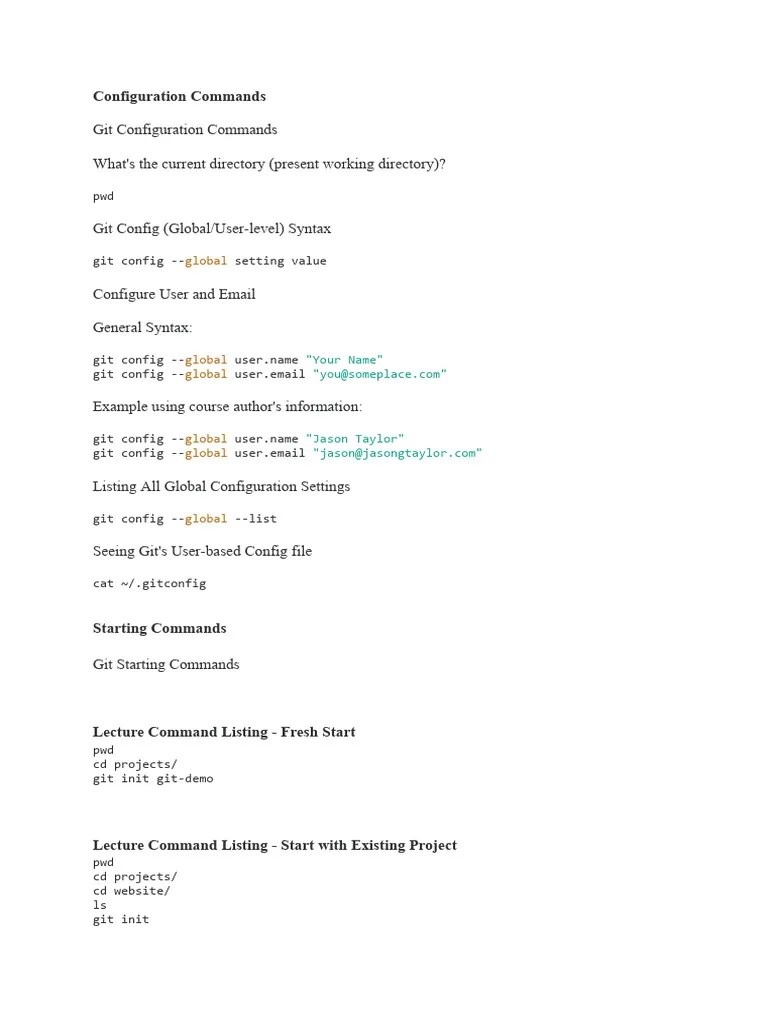 Configuration Commands-Git | PDF | Directory (Computing) | Secure Shell