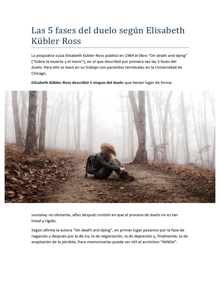 Las 5 Fases Del Duelo Según Elisabeth Kübler Ross | PDF | Dolor ...