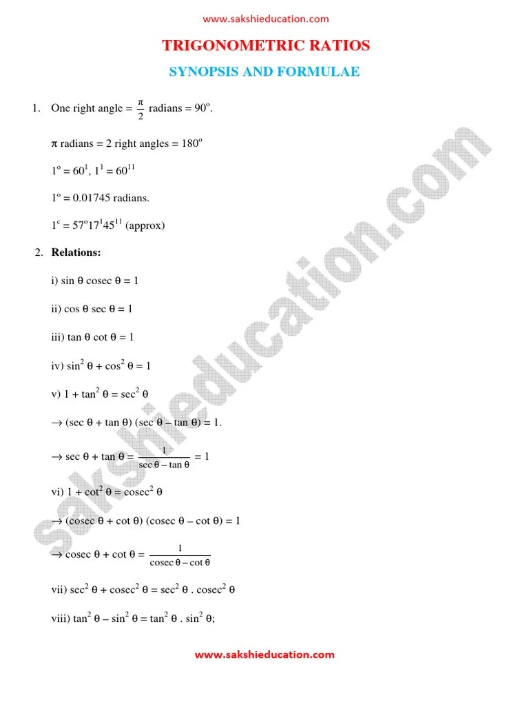 Trigonometric_Ratios | PDF | Trigonometric Functions | Rotation