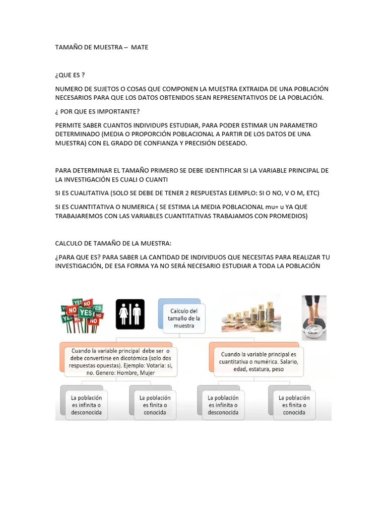 TAMAÑO DE MUESTRA | PDF | Validez (Estadísticas) | Muestreo (Estadísticas)