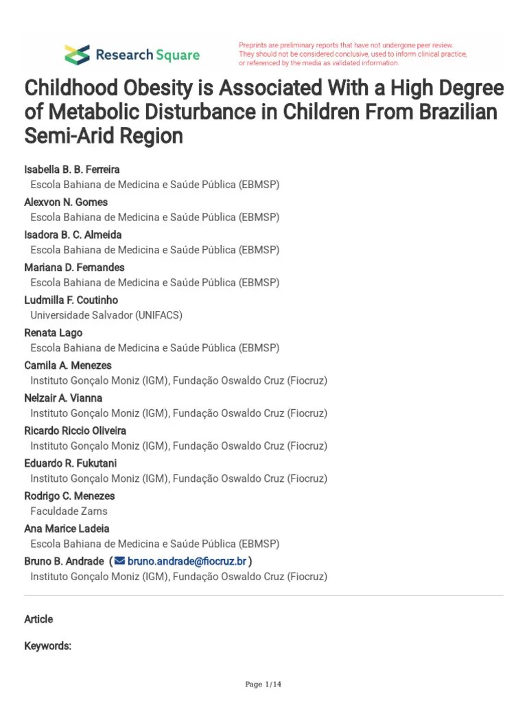 Childhood Obesity Is Associated With A High Degree | Download Free PDF | Body Mass Index | Obesity