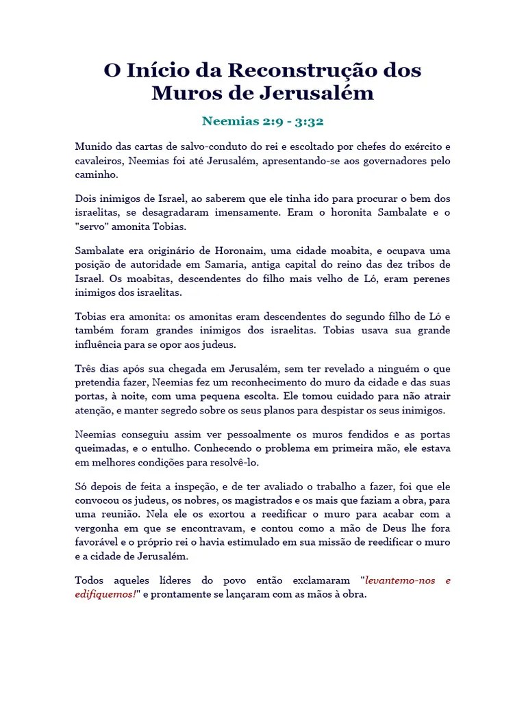 O Início Da Reconstrução Dos Muros De Jerusalém | PDF | Jesus | Jerusalém