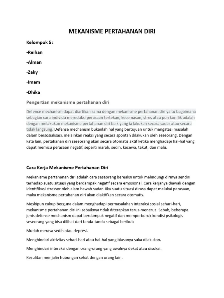 Mekanisme Pertahanan Diri | PDF