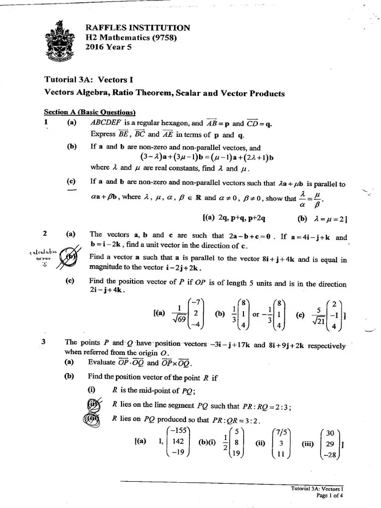 1.3A Vectors I Tutorial | PDF