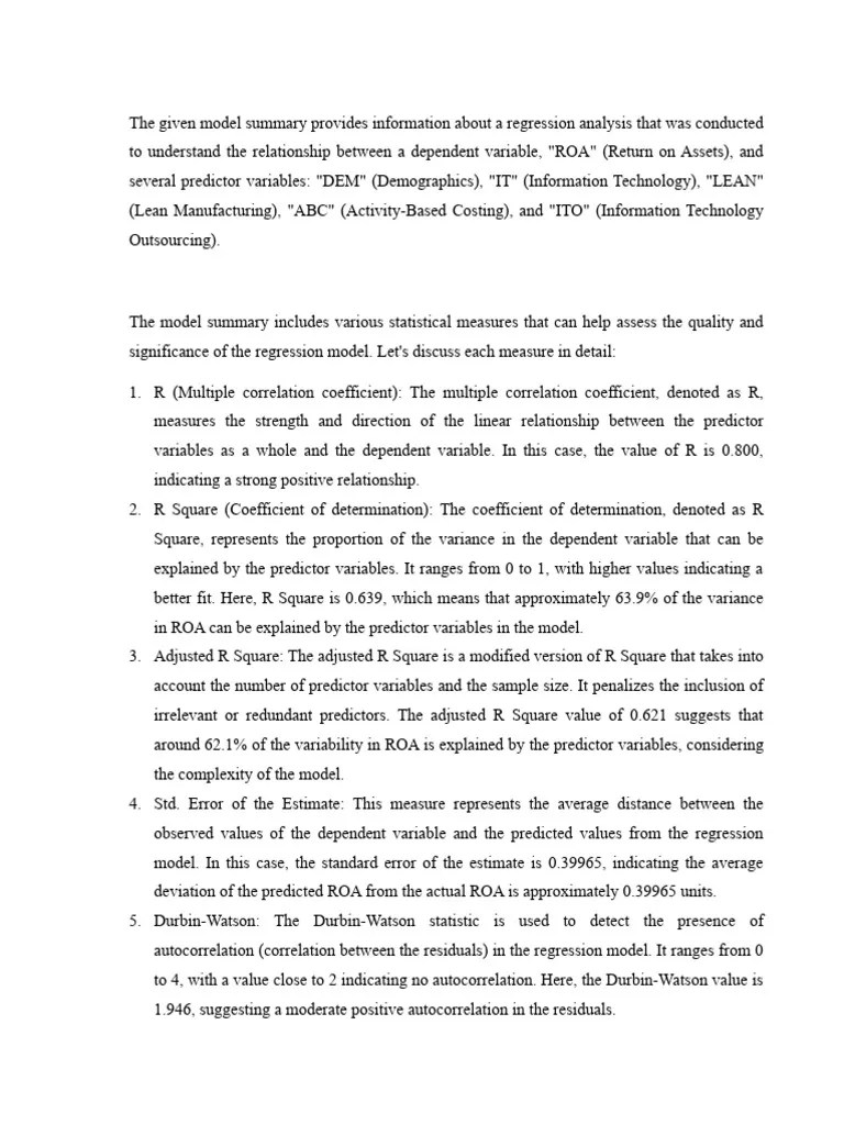 Model Summary | PDF | Coefficient Of Determination | Errors And Residuals
