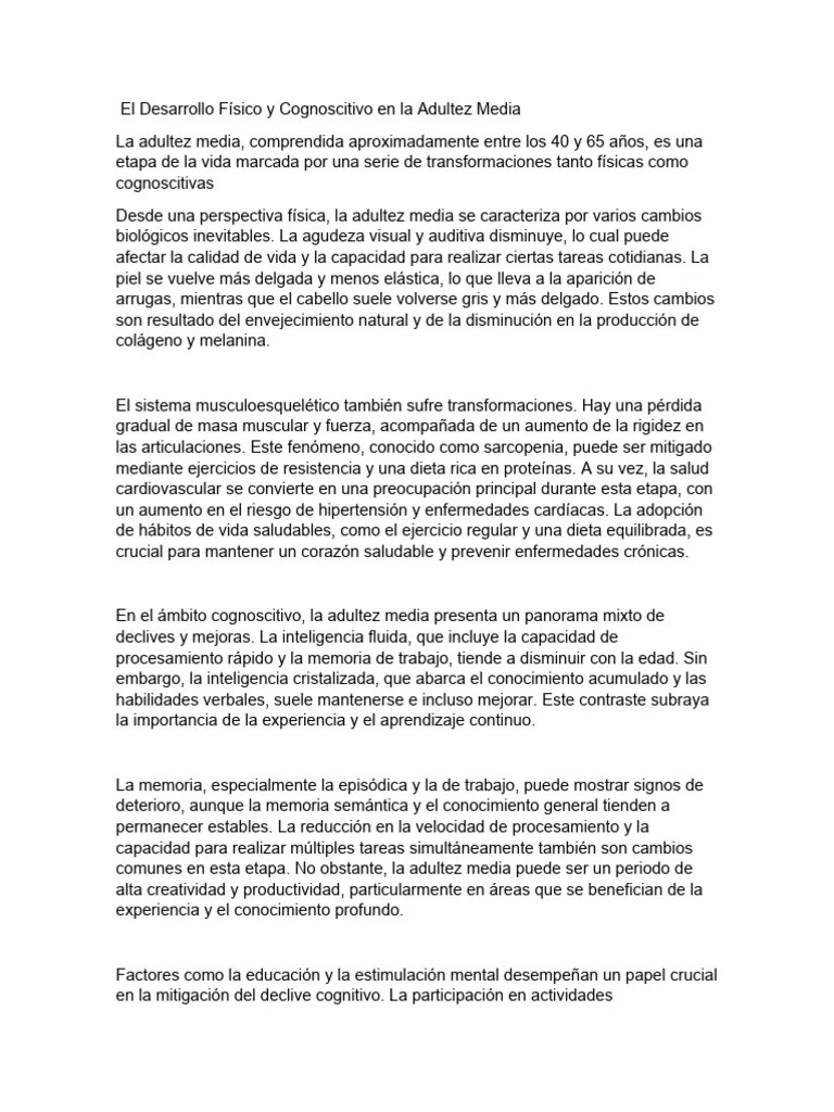 El Desarrollo Físico Y Cognoscitivo En La Adultez Media | PDF | Adultos ...