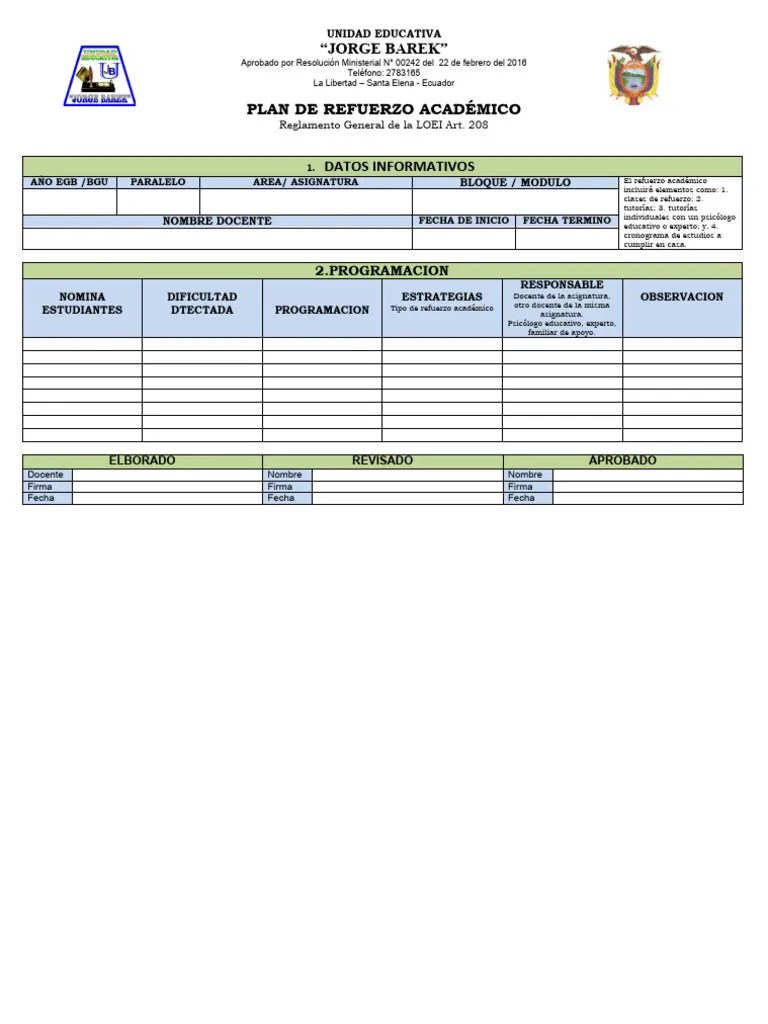 Plan De Refuerzo Academico | PDF