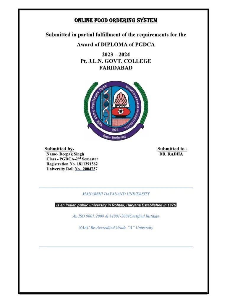 Online Food Ordering System | PDF