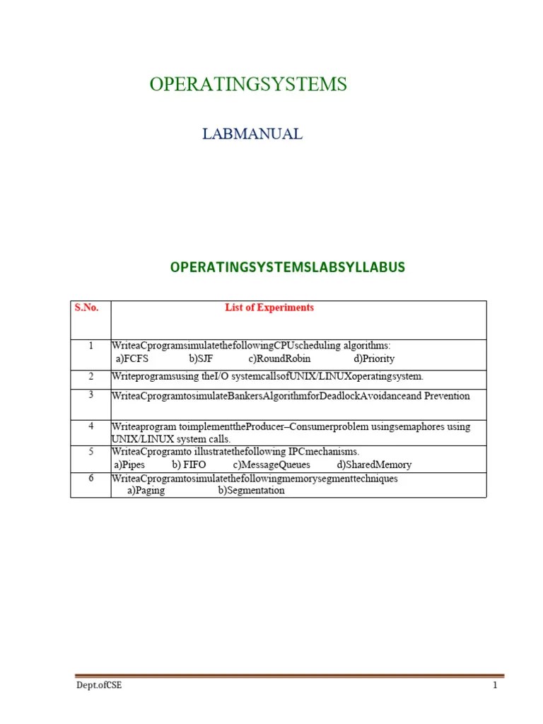 Os Lab Manual | PDF | Scheduling (Computing) | Computer Engineering