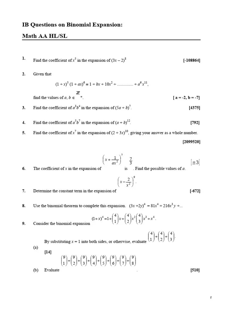 IB_Binomial_Theorem (1) | PDF | Mathematical Analysis | Complex Analysis