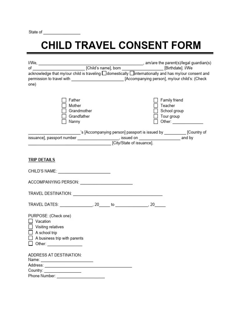 Child-travel-consent-form | PDF | Informed Consent | Birth Certificate