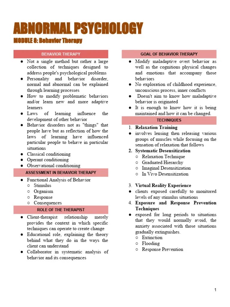 MODULE 8 - Behavior Therapy | PDF | Behaviour Therapy | Psychotherapy