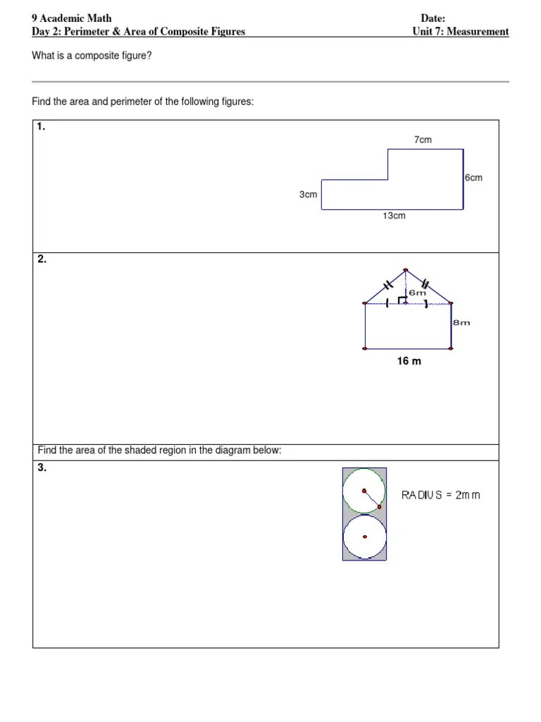 Perimeter And Area Of Composite Figures | PDF | Elementary Geometry ...