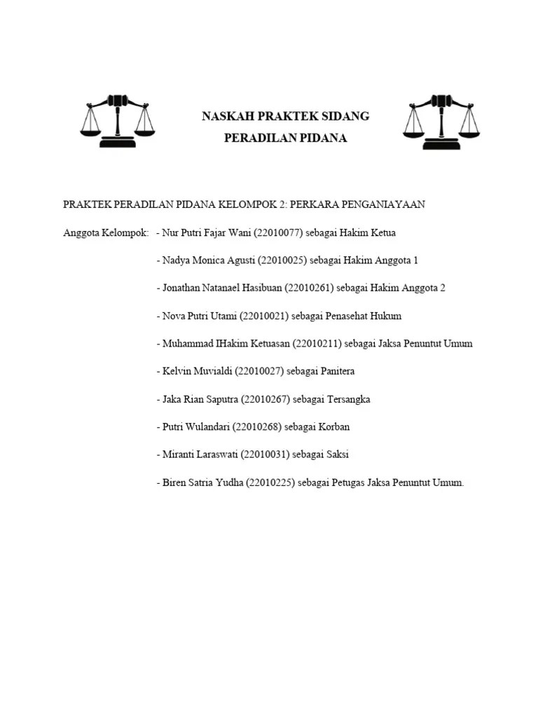 Selesai Naskah Sidang Praktek Pidana-1 | PDF