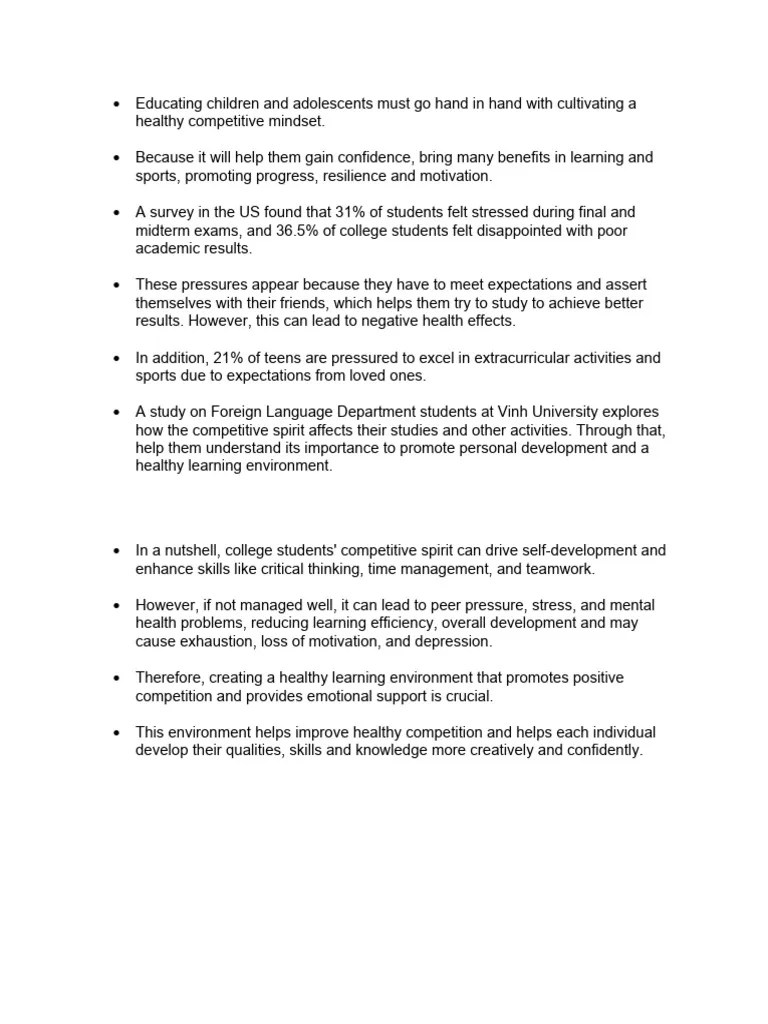Educating children and adolescents must go hand in hand with cultivating a healthy competitive