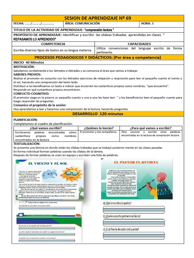 Sesion De Aprendizaje 69 | PDF | Psicología Cognitiva | Cognición