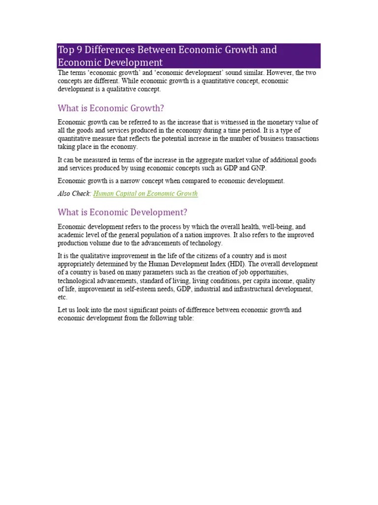 Economic Growth And Economic Development | PDF | Economic Growth ...