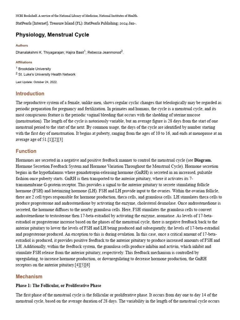 Physiology, Menstrual Cycle - StatPearls - NCBI Bookshelf | Download ...