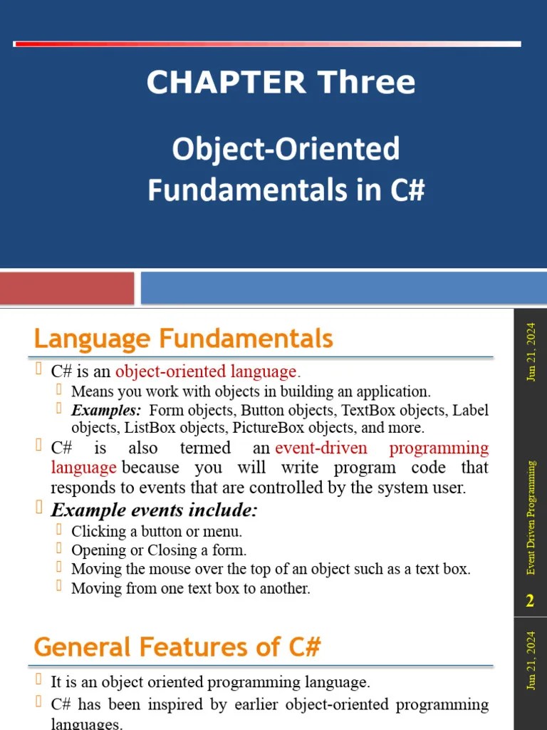 Chapter Three - Object Oriented Fundametals In C# | PDF | Class ...
